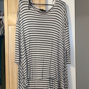 Stripe Print high low Top
